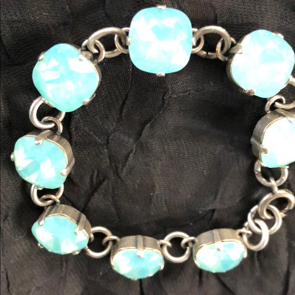 Swarovski Aqua/silver 12mm square bracelet